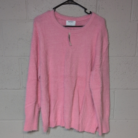 Old Navy Sweaters - Old Navy Pink Fuzzy Crewneck Sweater  XXL NWT, Pastel, Cozy, Dopamine Dressing